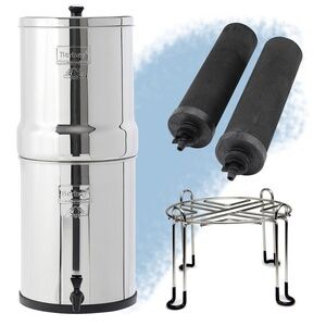 ROYAL BERKEY WATER FILTER WITH METAL STAND + SPIGOT + 2 FILTERS